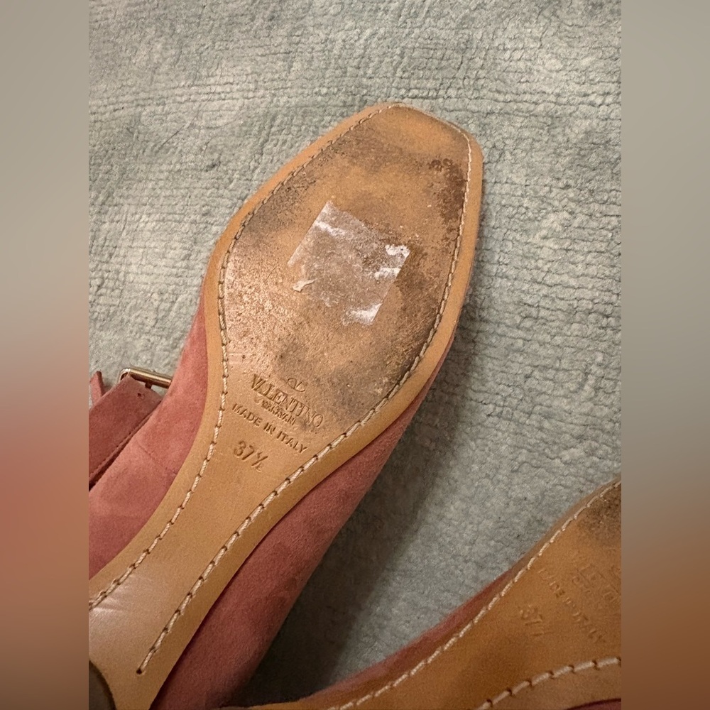 Valentino Dusty Pink Suede Ballet Flats 37.5 - Picture 9 of 15